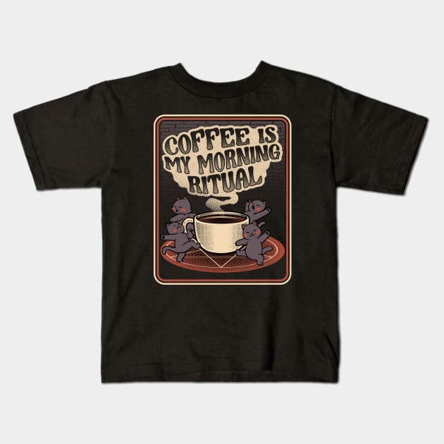 Coffee Morning Ritual Cats by Tobe Fonseca Kids T-Shirt by Tobe_Fonseca